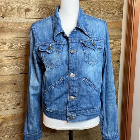 True Religion Jackets & Blazers - Women’s True Religion Denim Trucker jacket size medium distressed